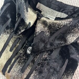 Vintage Debbie Shuchat Womens Velvet Y2K Burnout Blouse Black Button Up M